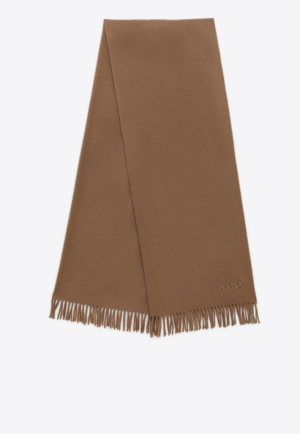 A.P.C. Alix Brodée Logo Embroidered Scarf Brown WOAFE-M15170WO/O_APC-CAB