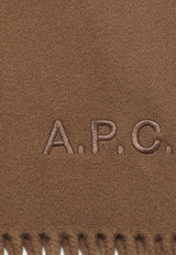 A.P.C. Alix Brodée Logo Embroidered Scarf Brown WOAFE-M15170WO/O_APC-CAB