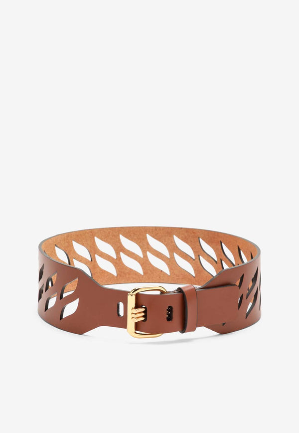 Etro Cut-Out Leather Belt Brown WP3B0006AU029/O_ETRO-M0022