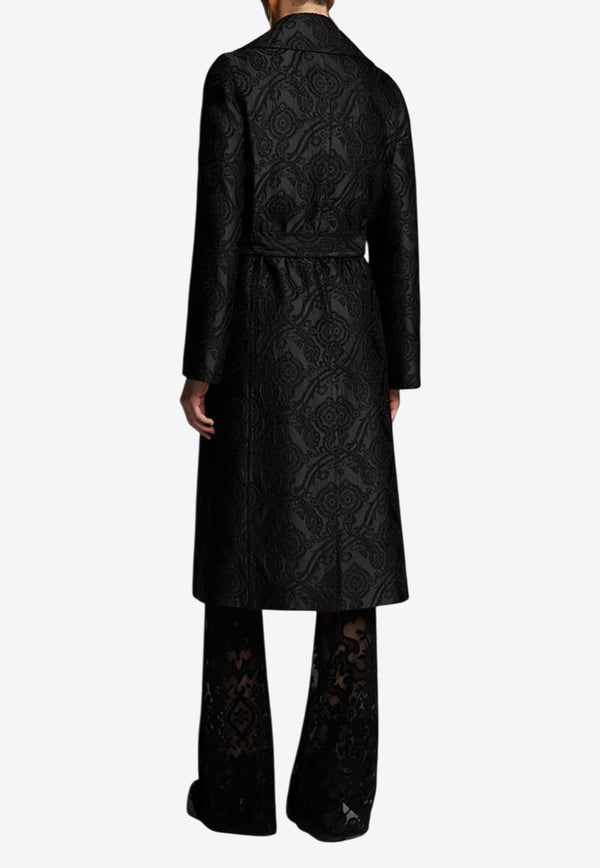 Etro Paisley Jacquard Belted Coat Black WRAA003599TJS51 N0000BLACK