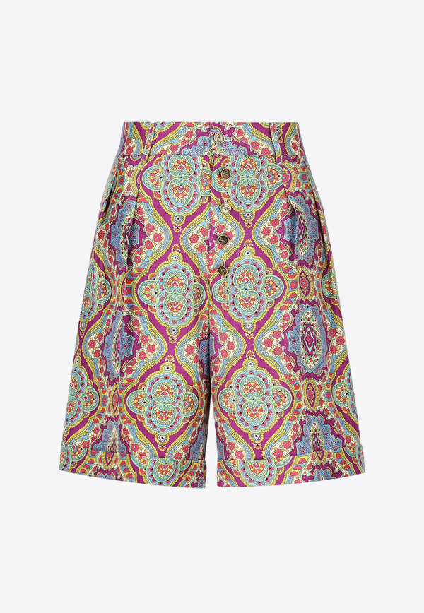 Etro Paisley Print Silk Shorts Multicolor WREB000599SA1A1X0880MULTICOLOUR