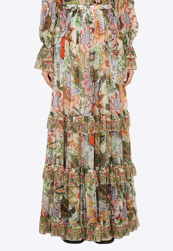 Etro Floral Print Tiered Maxi Skirt Multicolor WRFA002699SP146/O_ETRO-X0800