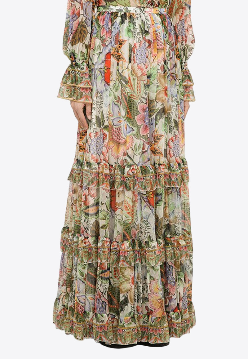 Etro Floral Print Tiered Maxi Skirt Multicolor WRFA002699SP146/O_ETRO-X0800