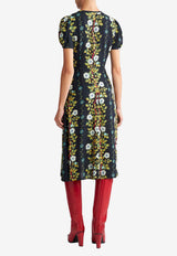 Etro Floral Print Midi Dress WRHA0006-99SAD98 X0810 Multicolor