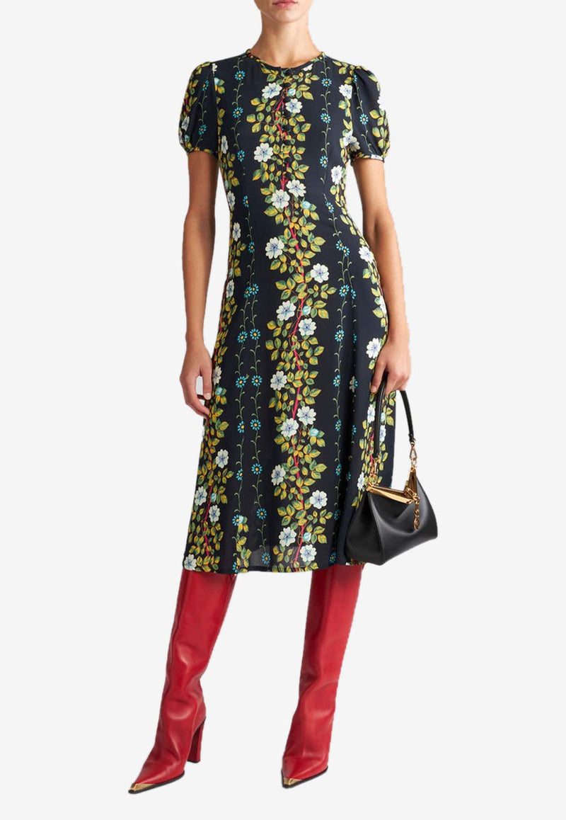 Etro Floral Print Midi Dress WRHA0006-99SAD98 X0810 Multicolor