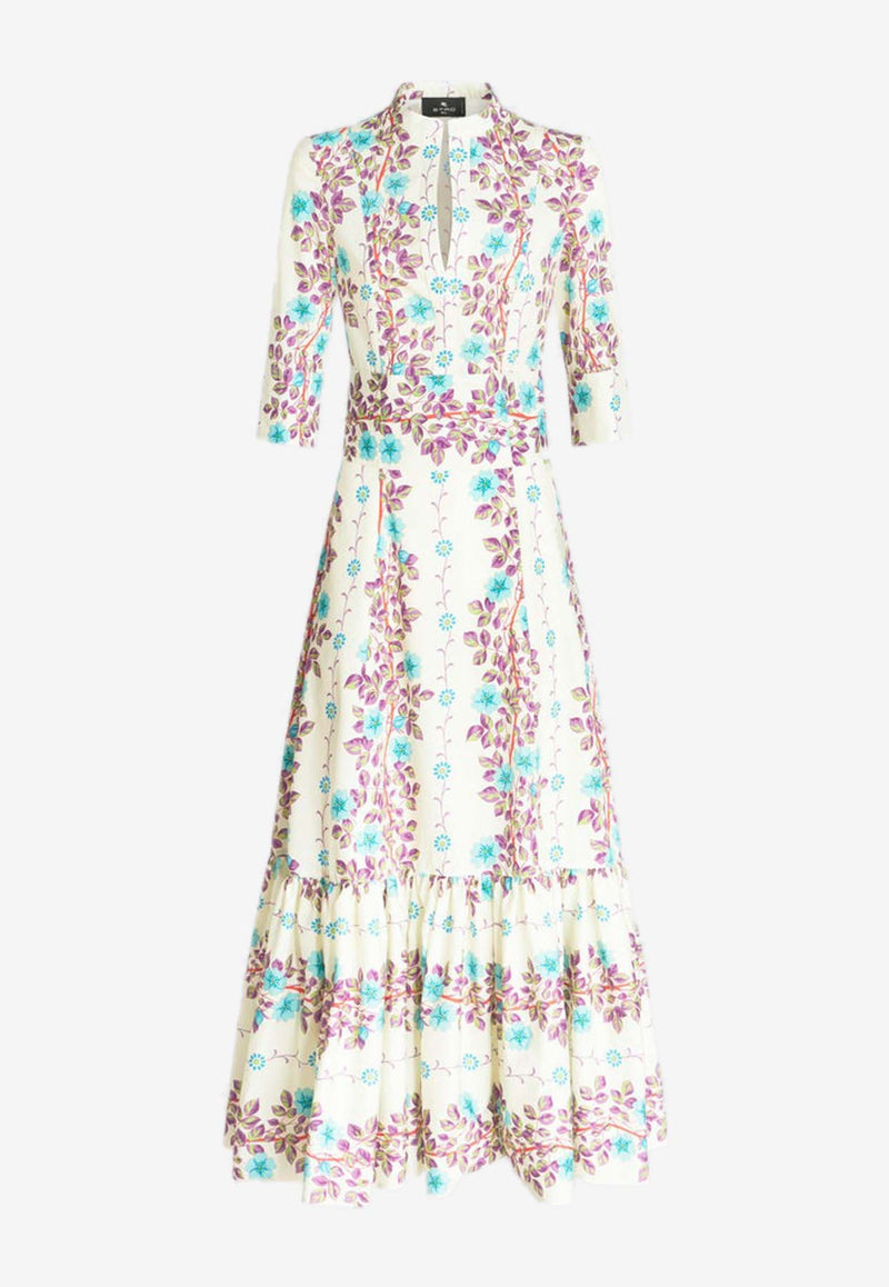 Etro Floral Print Maxi Dress WRHA0015-99SA587 X0800 Multicolor