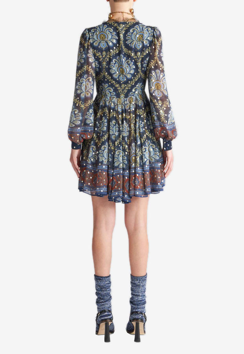 Etro Printed Long-Sleeved Mini Dress WRHA0020-99SPA05 X0883 Multicolor