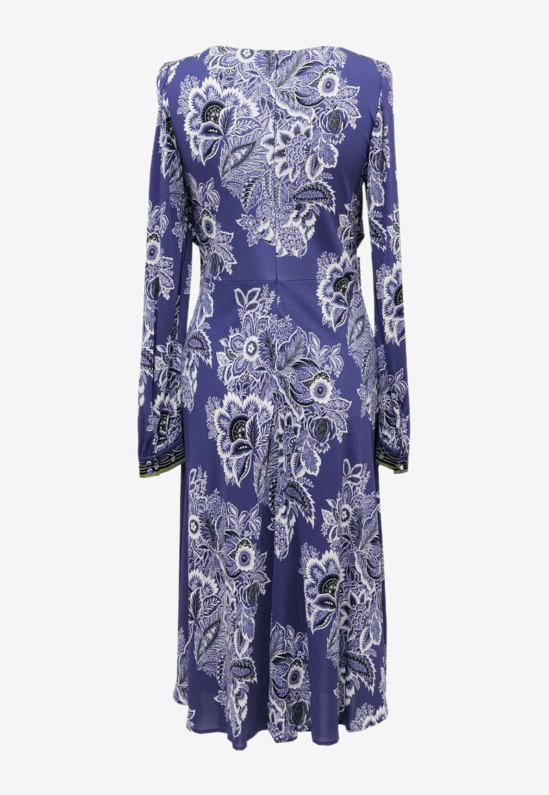 Etro Bandanna Print Midi Dress WRHA0072-99IP405 X0883 Blue