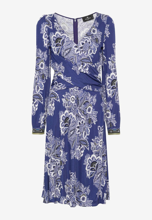 Etro Bandanna Print Midi Dress WRHA0072-99IP405 X0883 Blue