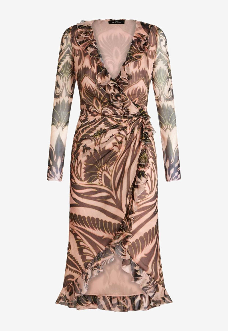 Etro Printed Ruched Midi Dress in Silk WRHA0148-99SA1C5 X0870 Multicolor