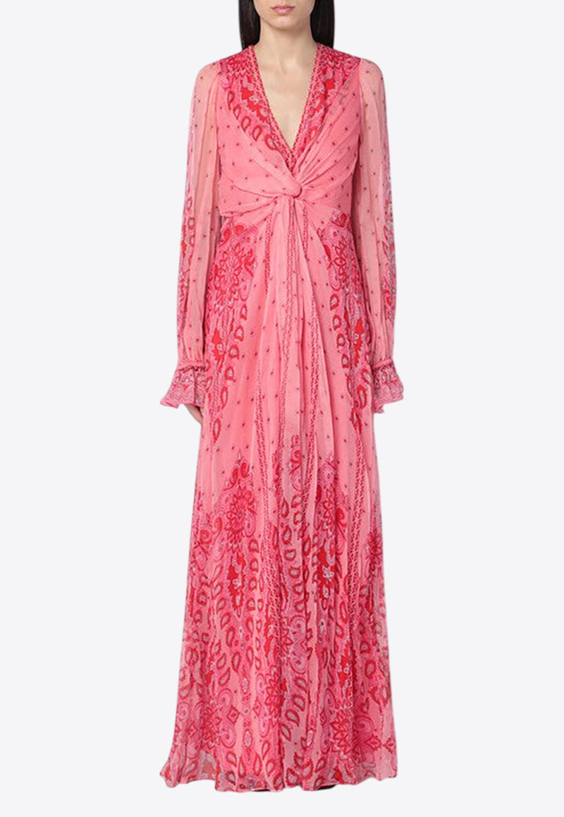 Etro Tonal Print Silk Maxi Dress Pink WRHA028299SP1B4/Q_ETRO-X0872