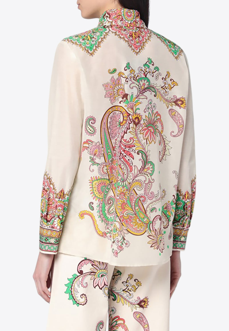 Etro Paisley Print Shirt in Silk-Blend White WRIA0013AK779/Q_ETRO-X0802