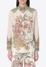 Etro Paisley Print Shirt in Silk-Blend White WRIA0013AK779/Q_ETRO-X0802