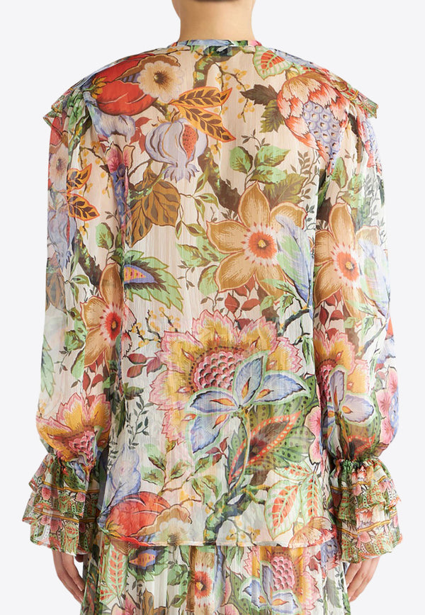 Etro Floral Silk Semi-Sheer Blouse WRIA0015-99SP147 X0800