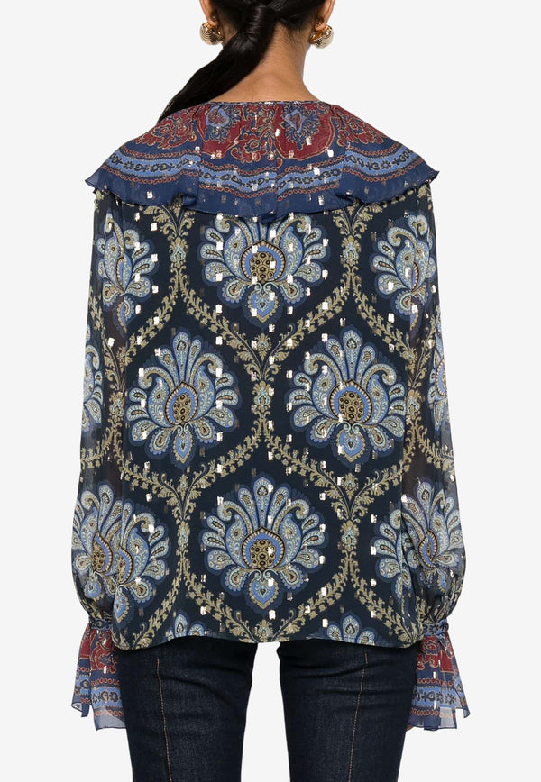 Etro Paisley Print Ruffle Blouse WRJA0014-99SPA03 X0883 Multicolor