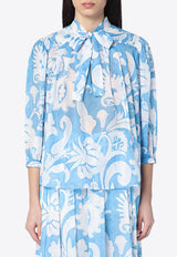 Etro Paisley Print Blouse with Front Bow Light Blue WRJA008799SA5I2/Q_ETRO-X0807