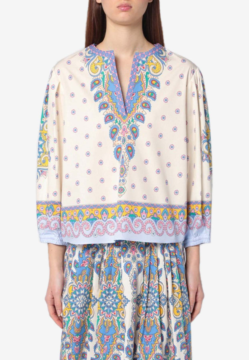 Etro Medallion Motif V-neck Blouse WRJA008899SP5B2/Q_ETRO-X0800