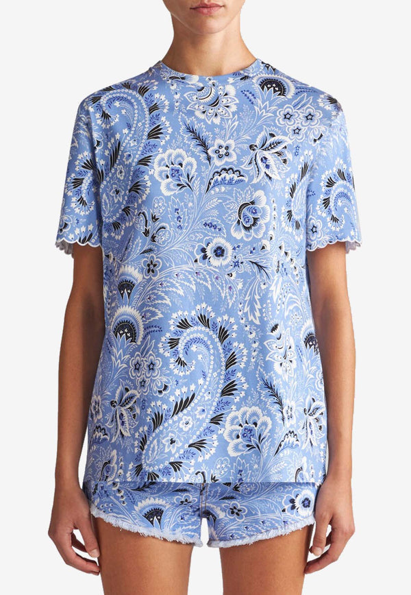 Etro Bandanna Print Short-Sleeved T-shirt WRJB0006-AJ002 X0880 Blue