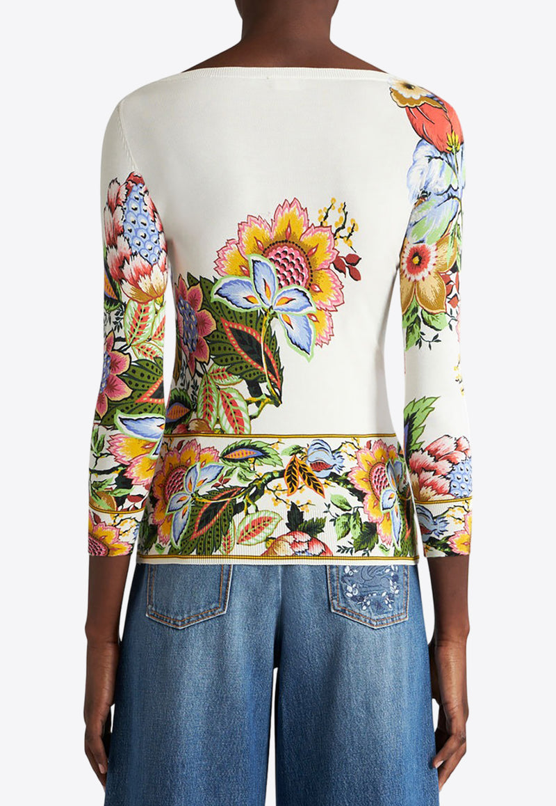 Etro Floral Jacquard Sweater in Silk Blend WRKE0021-AV137 X0800