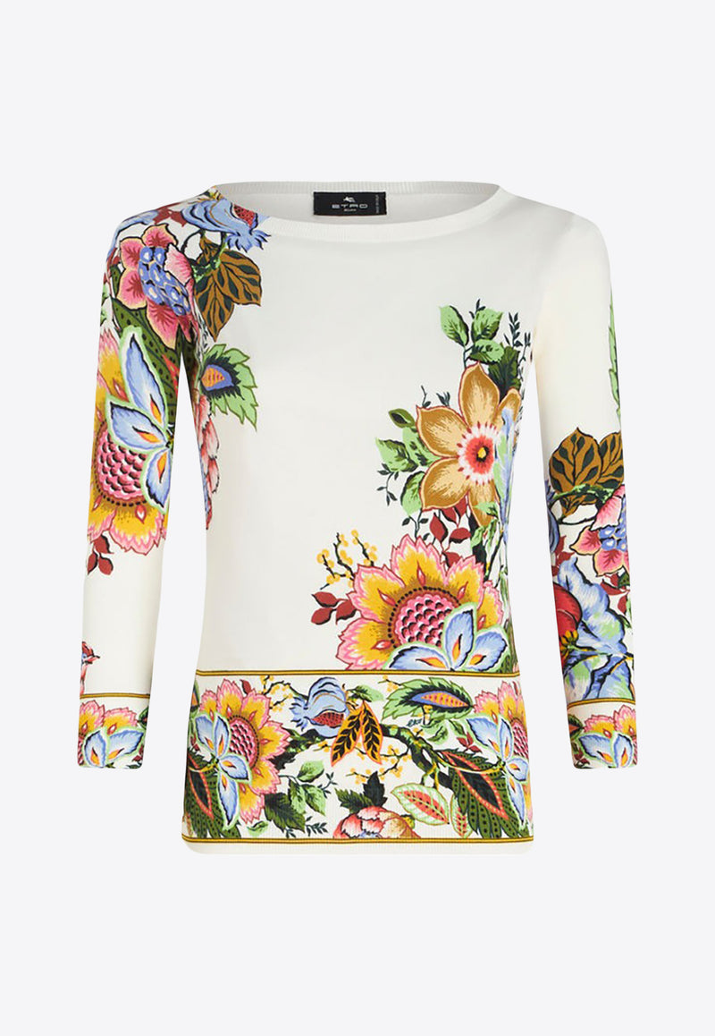 Etro Floral Jacquard Sweater in Silk Blend WRKE0021-AV137 X0800