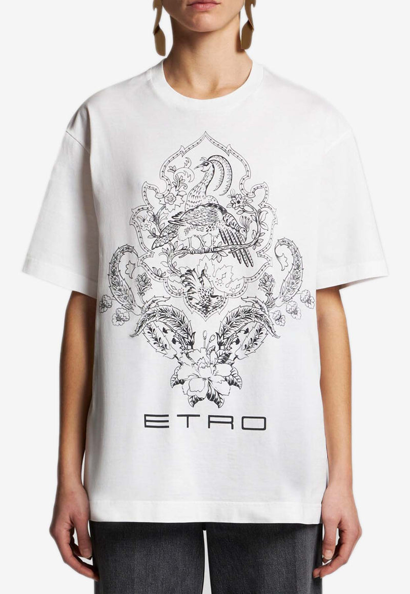 Etro Floral Print Logo T-shirt White WRMA0007AK412S9004WHITE