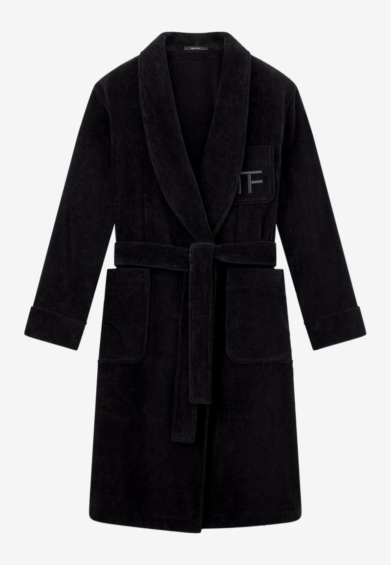 Tom Ford Logo Long-Sleeved Robe WSL001-FAX1015 LB999 Black