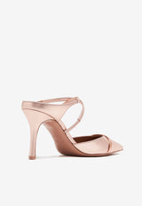 Malone Souliers Yoana 80 Mules in Metallic Leather YOANA 80-8 ROSE GOLD/ROSE GOLD