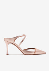 Malone Souliers Yoana 80 Mules in Metallic Leather YOANA 80-8 ROSE GOLD/ROSE GOLD