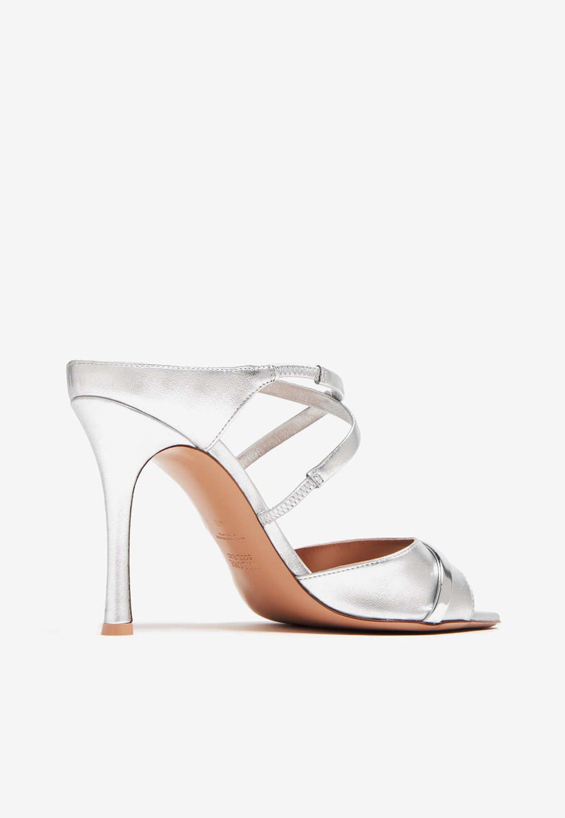 Malone Souliers Yoko 90 Sandals in Metallic Leather YOKO 90-5 SILVER/SILVER