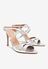 Malone Souliers Yoko 90 Sandals in Metallic Leather YOKO 90-5 SILVER/SILVER