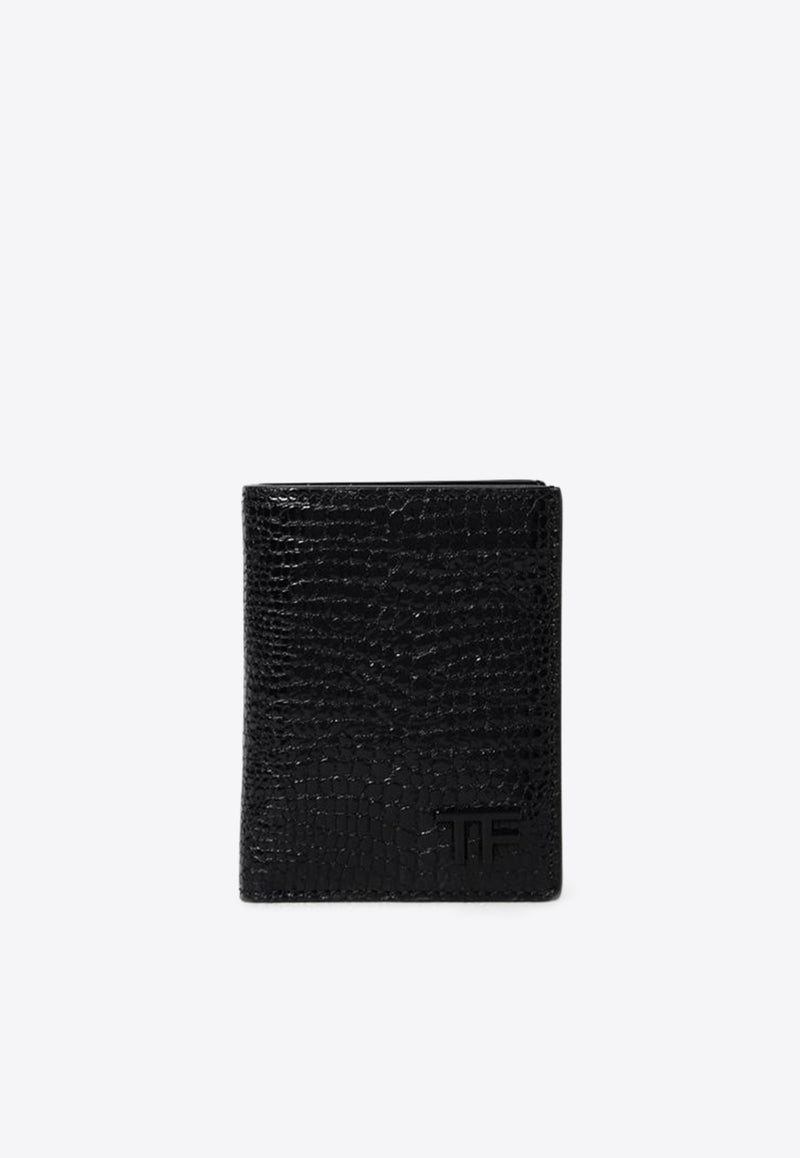 Tom Ford Embossed Leather B-Fold Cardholder YT279-LGO050L 1N001 Black