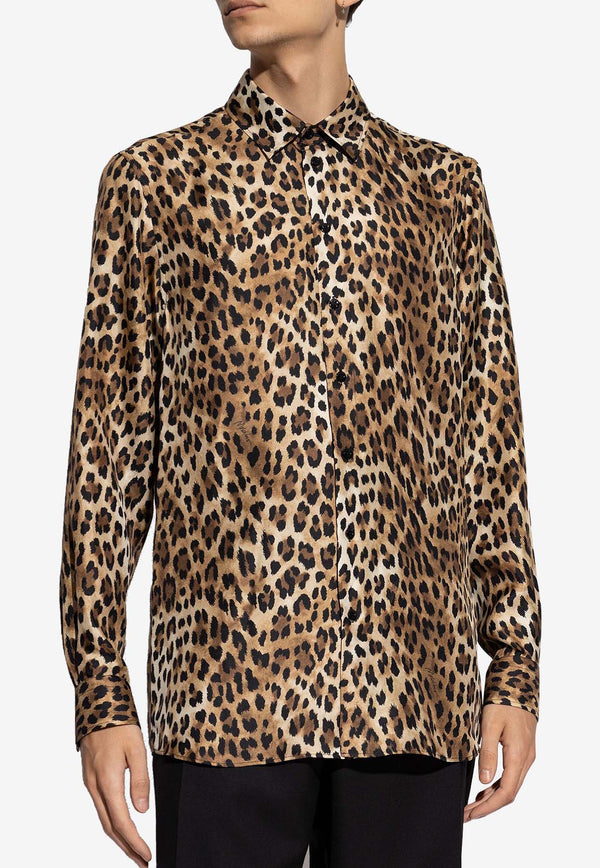 Moschino Leopard Print Silk Shirt ZA021052511888 1888 Multicolor