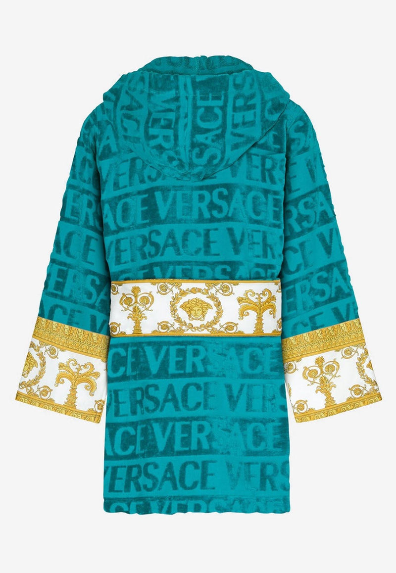 Versace All-Over Logo Short Bathrobe ZACJ00019 ZCOSP052 Z4882 Blue