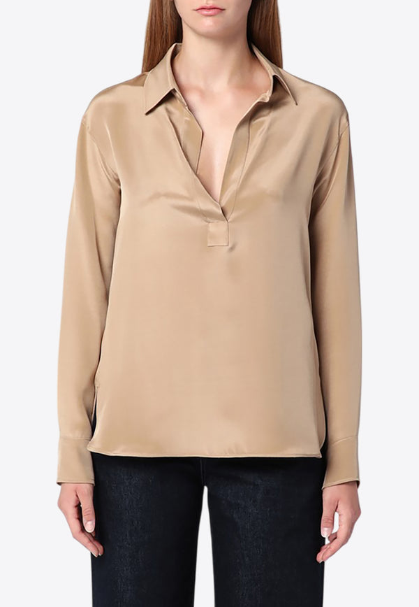 Max Mara Zanzero Crêpe De Chine Long-Sleeved Shirt Beige ZANZEROCO/P_MAXM-025