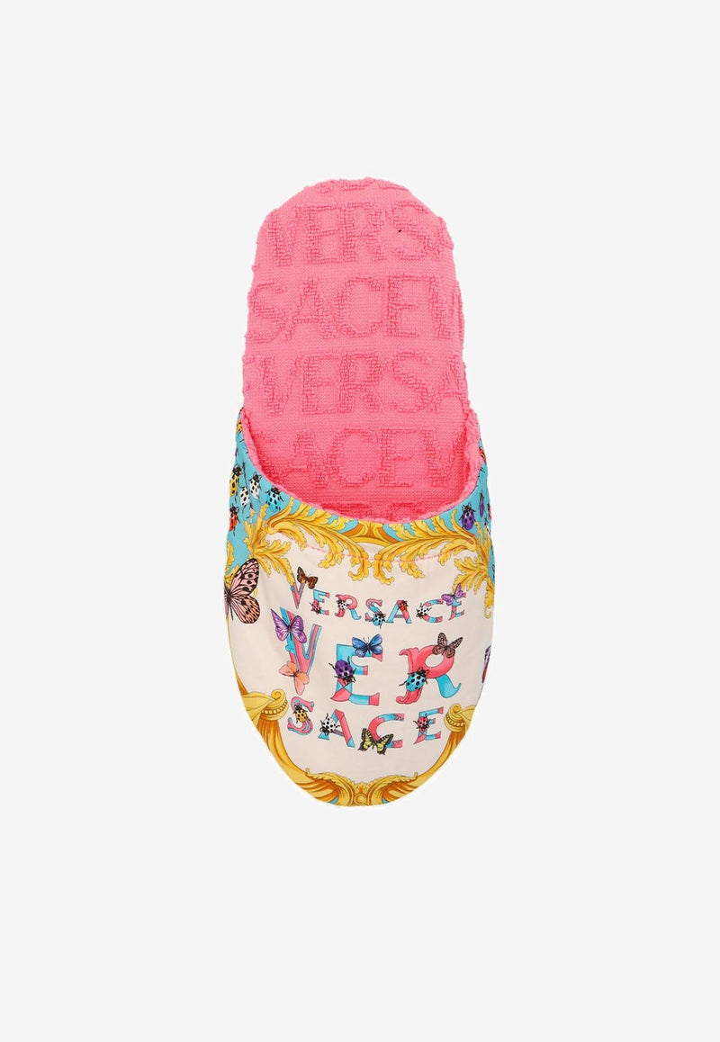 Versace Butterflies Logo Slippers ZSLB00002 1A08216 6P790 Multicolor