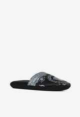 Versace I ♡ Baroque Print Slippers ZSLB00002 ZCOSP052 5B780 Black