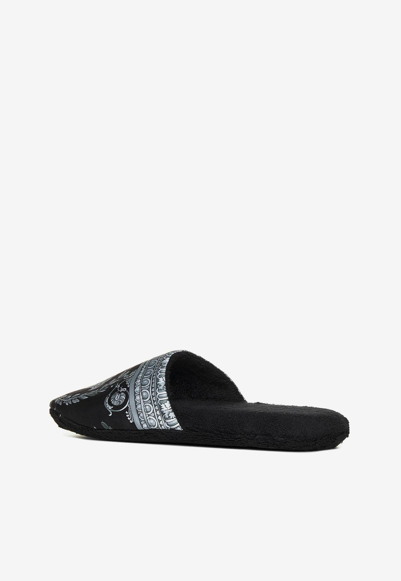 Versace I ♡ Baroque Print Slippers ZSLB00002 ZCOSP052 5B780 Black