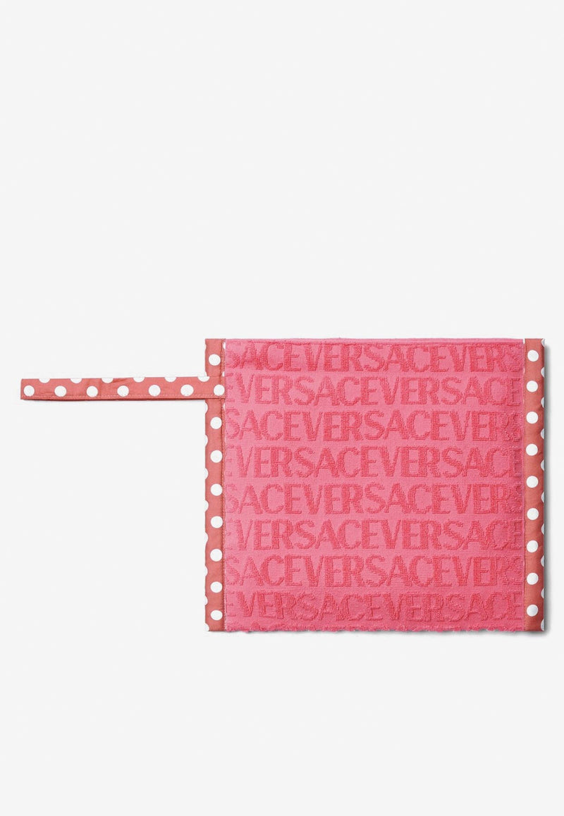 Versace Logo Jacquard Towel Pouch Bag Pink ZTRUBIG01 1A08216 6P790