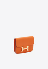 Constance Slim Wallet in Orange H Epsom with Gold Hardware