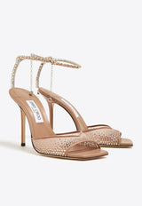 Saeda 100 Crystal Mesh Sandals Jimmy Choo SAEDA S 100 BGM BALLET PINK/CRYSTAL