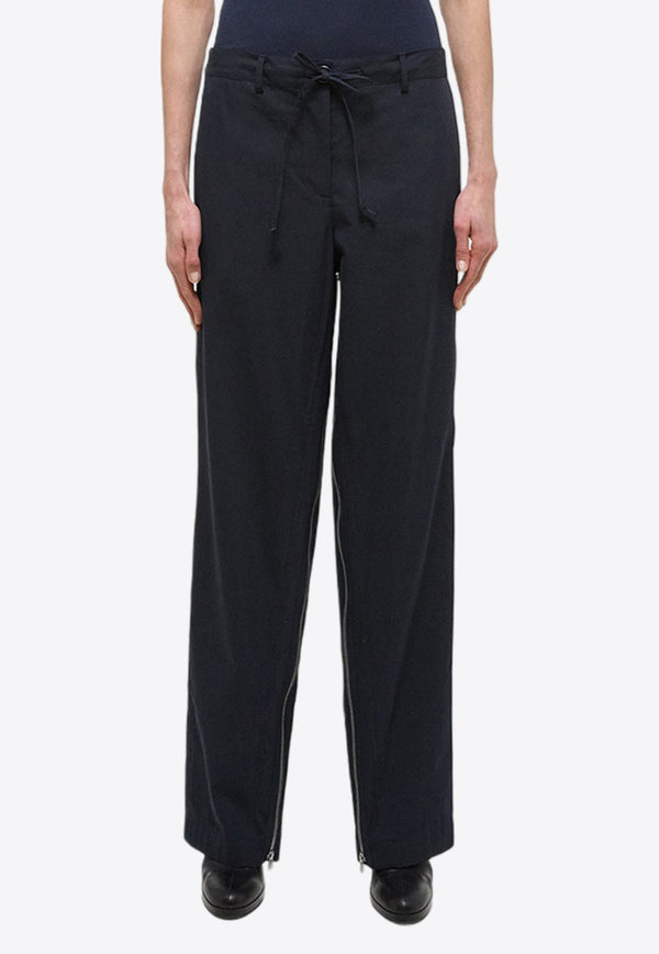 Helmut Lang Side Gusset Wide-Leg Pants Navy O04HW208NAVY