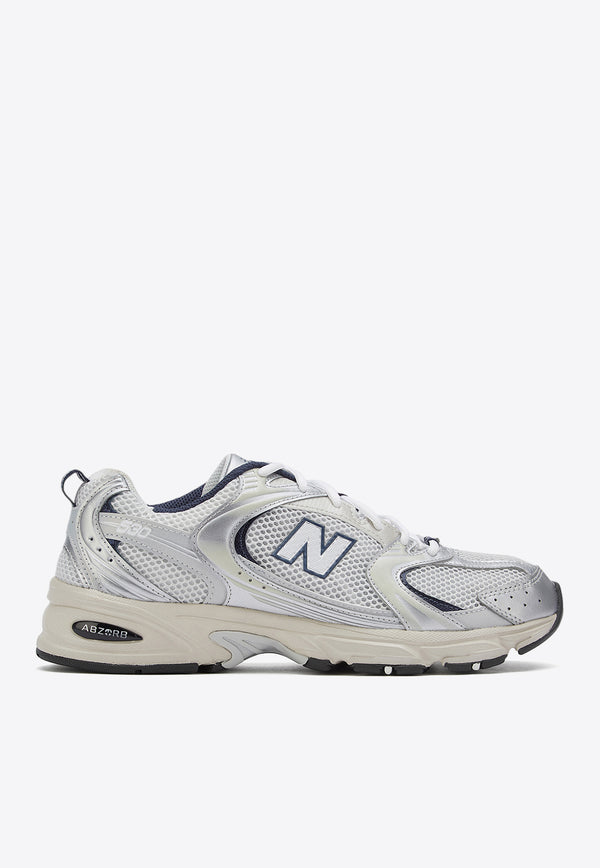 New Balance 530 Low-Top Sneakers in Silver Metallic with Summer Fog and NB Navy Silver MR530KA