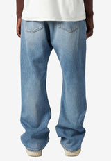 Tape Print Straight-Leg Jeans