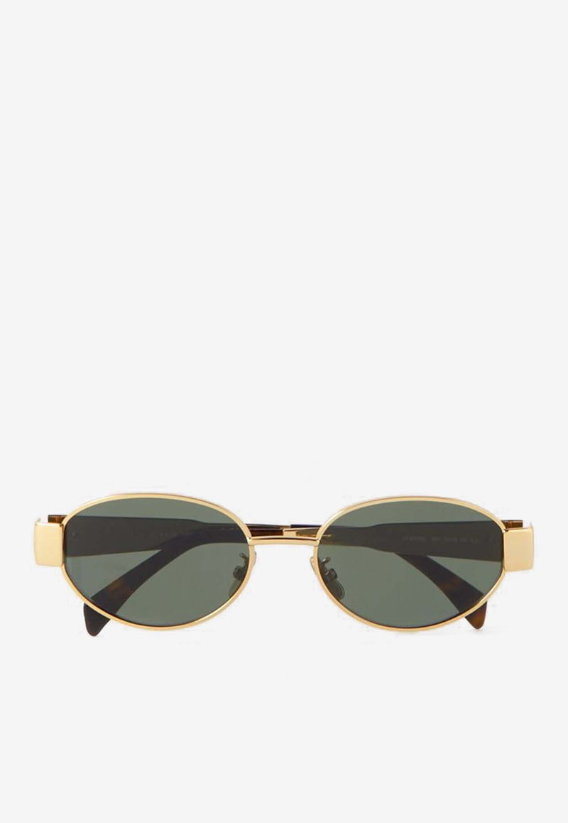 Sunglasses <ul
<li
Frame material: metal</li
<li
Lens material: acetate</li
<li
Frame color: gold</li
<li
Lens color: green</li
<li
Frame shape: oval</li
<li
Adjustable nose pads: yes</li
<li
Logo print/detail: tonal embossed signature logo</li
<li
Style: 4S235CMLB</li
</ul
 4S235CMLB.36SM