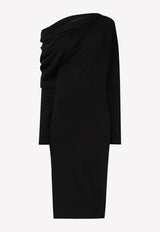 Draped Shoulder Cahmere and Silk Midi DressBlackACK145-YAX087 LB999Tom Ford