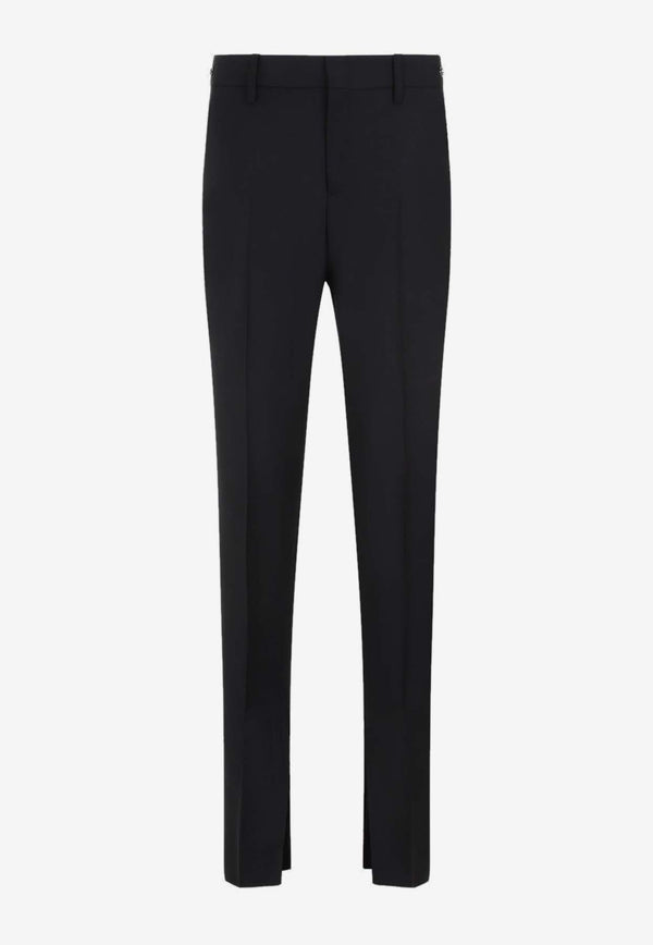 Mohair Wool Slim-Leg Pants