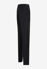 Mohair Wool Slim-Leg Pants