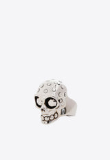 Crystal-Embellished Skull Ring