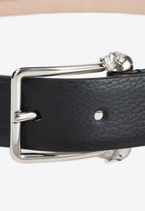 Twin Skull Leather Belt