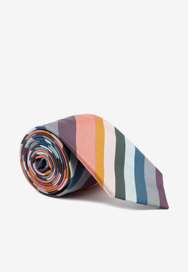 Diagonal-Stripe Silk Tie